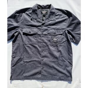 Harley Davidson Men’s Size XL Gray Willie G. Skull S/S Button Up Shirt